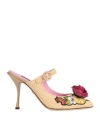Dolce & Gabbana Woman Mules & Clogs Beige Size 7.5 Viscose, Calfskin, Cotton, Textile Fibers, Goat S In Beige