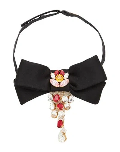 Dolce & Gabbana Woman Necklace Black Size - Silk, Crystal, Brass