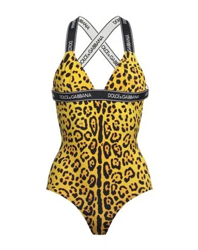 Dolce & Gabbana Woman One-piece Swimsuit Ocher Size 10 Polyamide, Elastane In Yellow