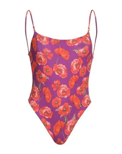 Dolce & Gabbana Woman One-piece Swimsuit Purple Size 8 Polyamide, Elastane