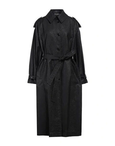 Dolce & Gabbana Woman Overcoat & Trench Coat Black Size 10 Polyester, Cotton, Metallic Polyester