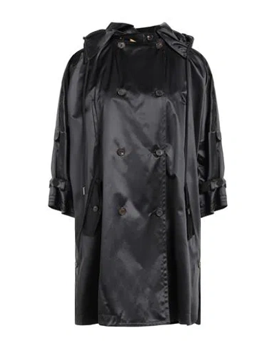 Dolce & Gabbana Woman Overcoat & Trench Coat Black Size 6 Silk, Aluminum, Calfskin