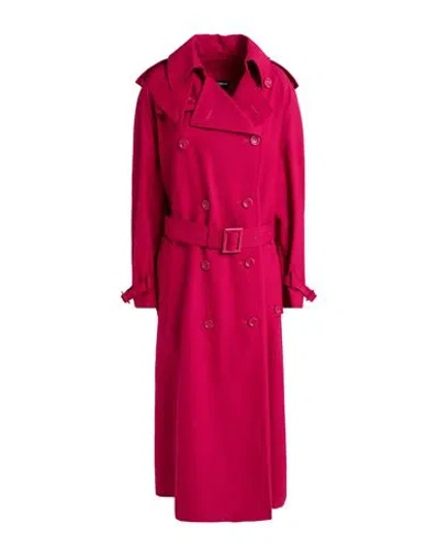 Dolce & Gabbana Woman Overcoat & Trench Coat Magenta Size 14 Polyester, Virgin Wool In Pink