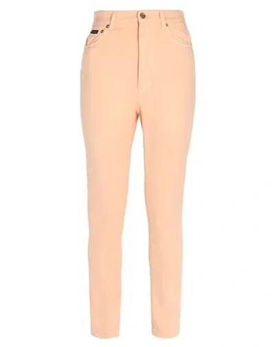 Dolce & Gabbana Woman Pants Apricot Size 4 Cotton, Elastane In Orange