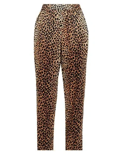 Dolce & Gabbana Woman Pants Beige Size 10 Silk, Elastane In Animal Print