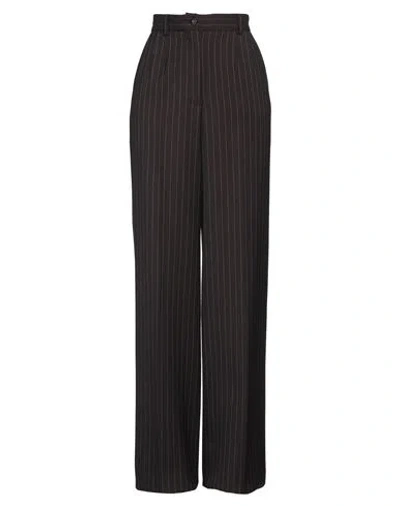 Dolce & Gabbana High-waisted Pinstriped Pants In Brown