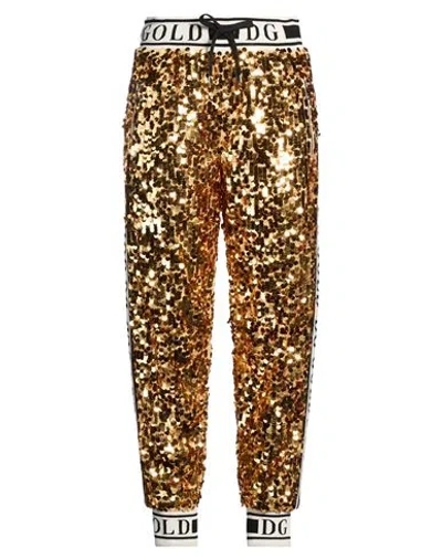 Dolce & Gabbana Woman Pants Gold Size 2 Polyester, Silk, Elastane In Multi