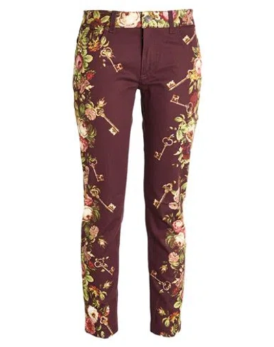 DOLCE & GABBANA DOLCE & GABBANA WOMAN PANTS PLUM SIZE 4 COTTON, ELASTANE