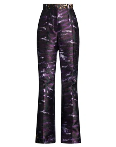Dolce & Gabbana Woman Pants Purple Size 10 Polyester, Metallic Polyester