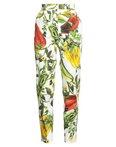 Dolce & Gabbana Woman Pants White Size 8 Cotton, Elastane In Multi