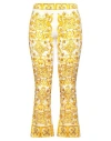 Dolce & Gabbana Majolica Trumpet-leg Silk Pants In Yellow