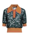 Dolce & Gabbana Woman Polo Shirt Emerald Green Size 8 Cotton, Viscose, Polyamide, Silk, Elastane In Green