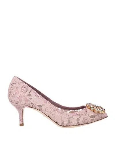 Dolce & Gabbana Woman Pumps Antique Rose Size 4 Viscose, Cotton, Silk, Polyamide In Pink
