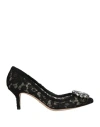 Dolce & Gabbana Woman Pumps Black Size 5.5 Textile Fibers In Animal Print