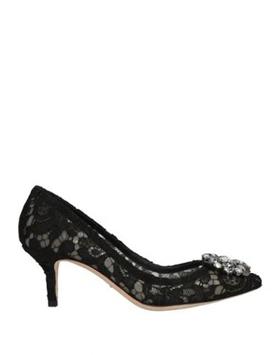 Dolce & Gabbana Woman Pumps Black Size 5.5 Textile Fibers In Animal Print