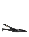 Dolce & Gabbana Croco Print Leather Slingback In Black