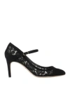 Dolce & Gabbana Woman Pumps Midnight Blue Size 6 Viscose, Cotton, Goat Skin, Polyamide In Black