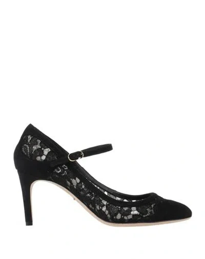 Dolce & Gabbana Woman Pumps Black Size 6 Viscose, Cotton, Goat Skin, Polyamide