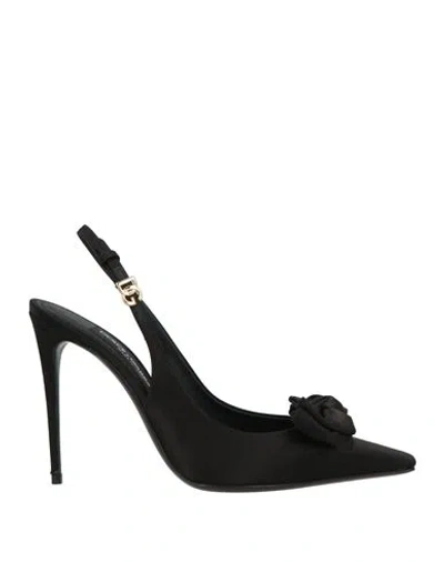 DOLCE & GABBANA DOLCE & GABBANA WOMAN PUMPS BLACK SIZE 7.5 VISCOSE, SILK, GOAT SKIN
