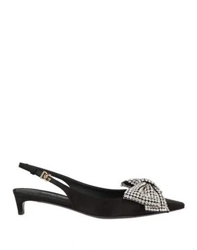Dolce & Gabbana Woman Pumps Black Size 8.5 Viscose, Silk