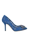 Dolce & Gabbana Woman Pumps Blue Size 6 Viscose, Cotton, Polyamide, Silk