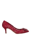 Dolce & Gabbana Woman Pumps Burgundy Size 5.5 Viscose, Cotton, Silk, Polyamide In Red