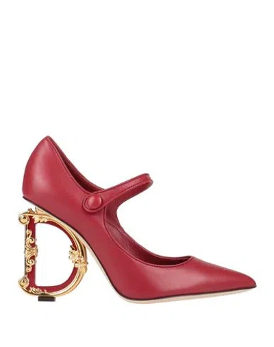Dolce & Gabbana Woman Pumps Burgundy Size 6 Lambskin In Red