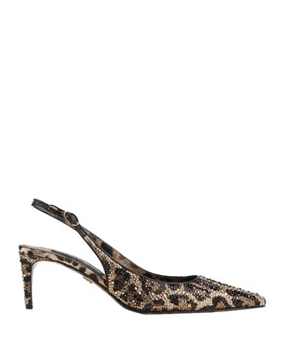Dolce & Gabbana Woman Pumps Camel Size 6.5 Polyester, Polyurethane In Sand
