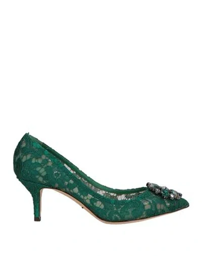 DOLCE & GABBANA DOLCE & GABBANA WOMAN PUMPS EMERALD GREEN SIZE 6.5 TEXTILE FIBERS