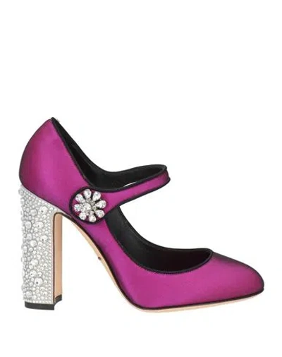 Dolce & Gabbana Woman Pumps Fuchsia Size 5.5 Viscose, Polyamide, Silk, Elastane In Pink