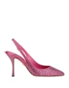 Dolce & Gabbana Woman Pumps Fuchsia Size 7.5 Viscose, Silk, Goat Skin In Pink