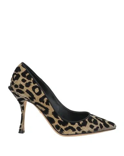 Dolce & Gabbana Woman Pumps Gold Size 4 Textile Fibers In Multi