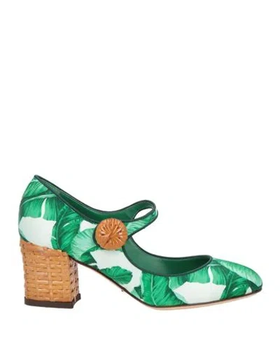 Dolce & Gabbana Woman Pumps Green Size 7.5 Silk, Viscose
