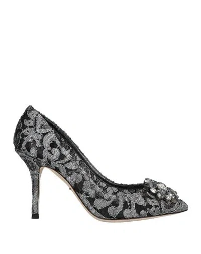 DOLCE & GABBANA DOLCE & GABBANA WOMAN PUMPS GUNMETAL SIZE 7.5 TEXTILE FIBERS