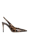 Dolce & Gabbana Luxurious Leopard Printed Slingback Pumps For Women In Beige