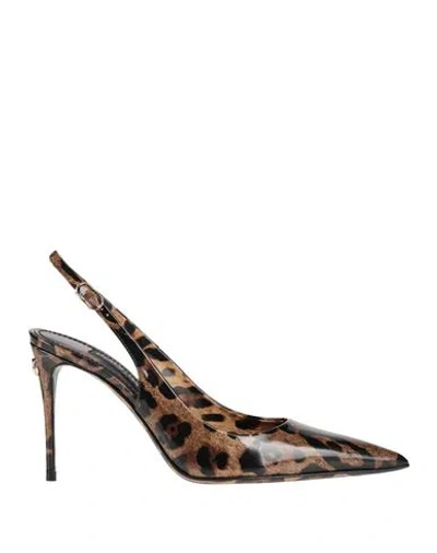 DOLCE & GABBANA DOLCE & GABBANA WOMAN PUMPS KHAKI SIZE 9.5 CALFSKIN