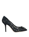 Dolce & Gabbana Woman Pumps Midnight Blue Size 4 Viscose, Cotton, Polyamide, Silk