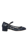 Dolce & Gabbana Woman Pumps Midnight Blue Size 5 Leather, Textile Fibers In Blue