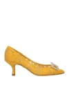 Dolce & Gabbana Bellucci Crystal-embellished Corded Lace Pumps In Yellow