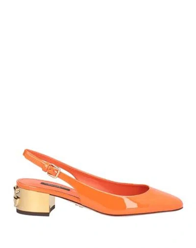 Dolce & Gabbana Woman Pumps Orange Size 6.5 Calfskin
