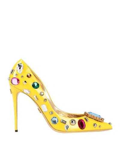 Dolce & Gabbana Woman Pumps Yellow Size 10.5 Calfskin