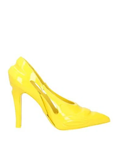 Dolce & Gabbana Woman Pumps Yellow Size 8.5 Polyurethane, Calfskin