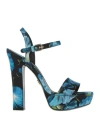 Dolce & Gabbana Dolce&gabbana Keira Floral Ankle Strap Platform Sandal In Blue