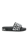 Dolce & Gabbana Woman Sandals Black Size 4 Calfskin, Polyurethane, Polyester, Cotton In Black