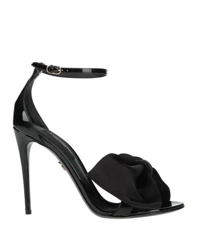 Dolce & Gabbana Woman Sandals Black Size 4 Calfskin, Silk