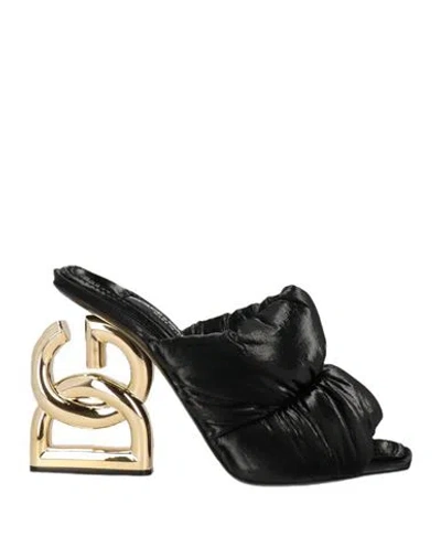 DOLCE & GABBANA DOLCE & GABBANA WOMAN SANDALS BLACK SIZE 5.5 POLYESTER, POLYAMIDE, POLYURETHANE
