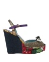 Dolce & Gabbana Woman Sandals Black Size 5.5 Synthetic Fibers, Cotton, Silk, Viscose, Wool In Black