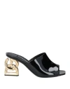 Dolce & Gabbana Keira 75 Dg Pop Heel Patent Leather Mules In Black