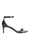 Dolce & Gabbana Leather Sandals Shiny Stiletto Heel In Black