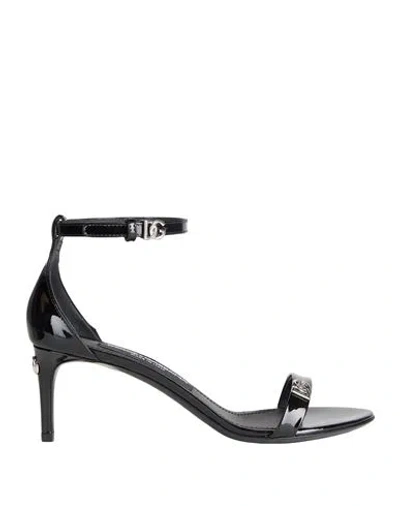 DOLCE & GABBANA DOLCE & GABBANA WOMAN SANDALS BLACK SIZE 7.5 CALFSKIN